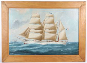 TROIS MÂTS FRANÇAIS AUX PLEINES VOILES - Victor Charles Edouard Adam