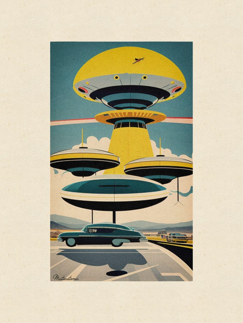 Artwork by Atomic (20th Century), Flying Saucer 26, Made of printed on arches paper