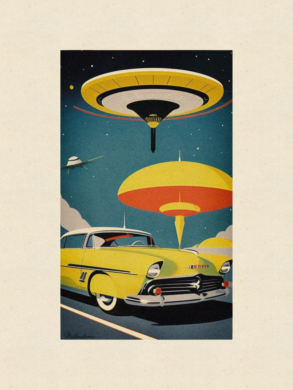 Artwork by Atomic (20th Century), Flying Saucer 24, Made of printed on arches paper