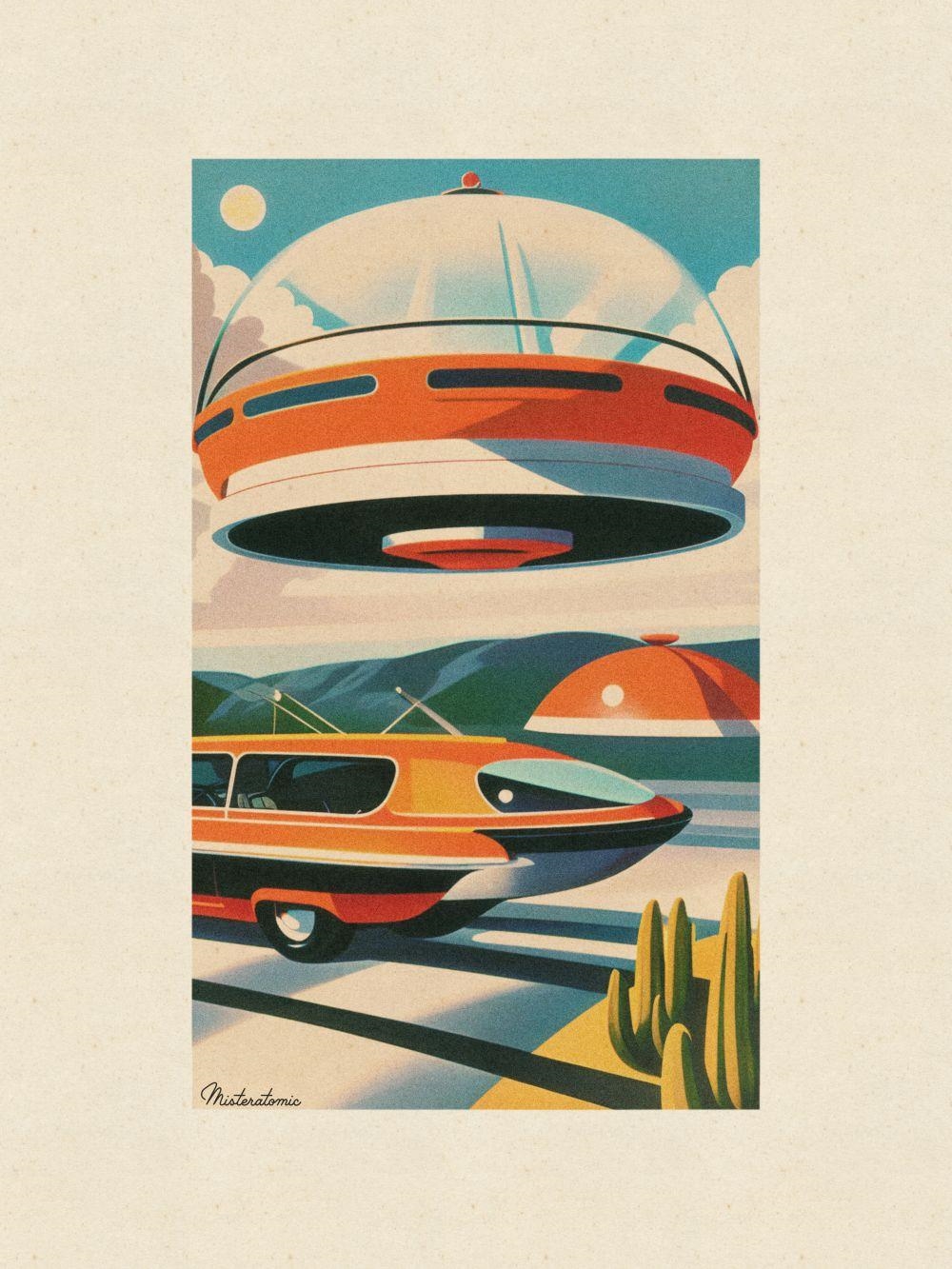 Artwork by Atomic (20th Century), Flying Saucer 4, Made of printed on arches paper