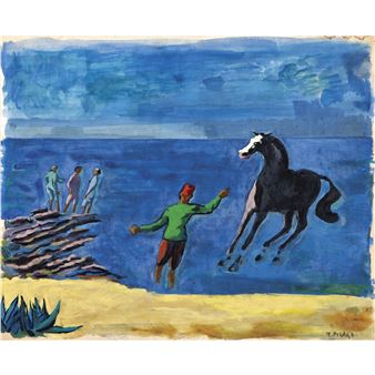 Playa con caballo. - Marcel Picard