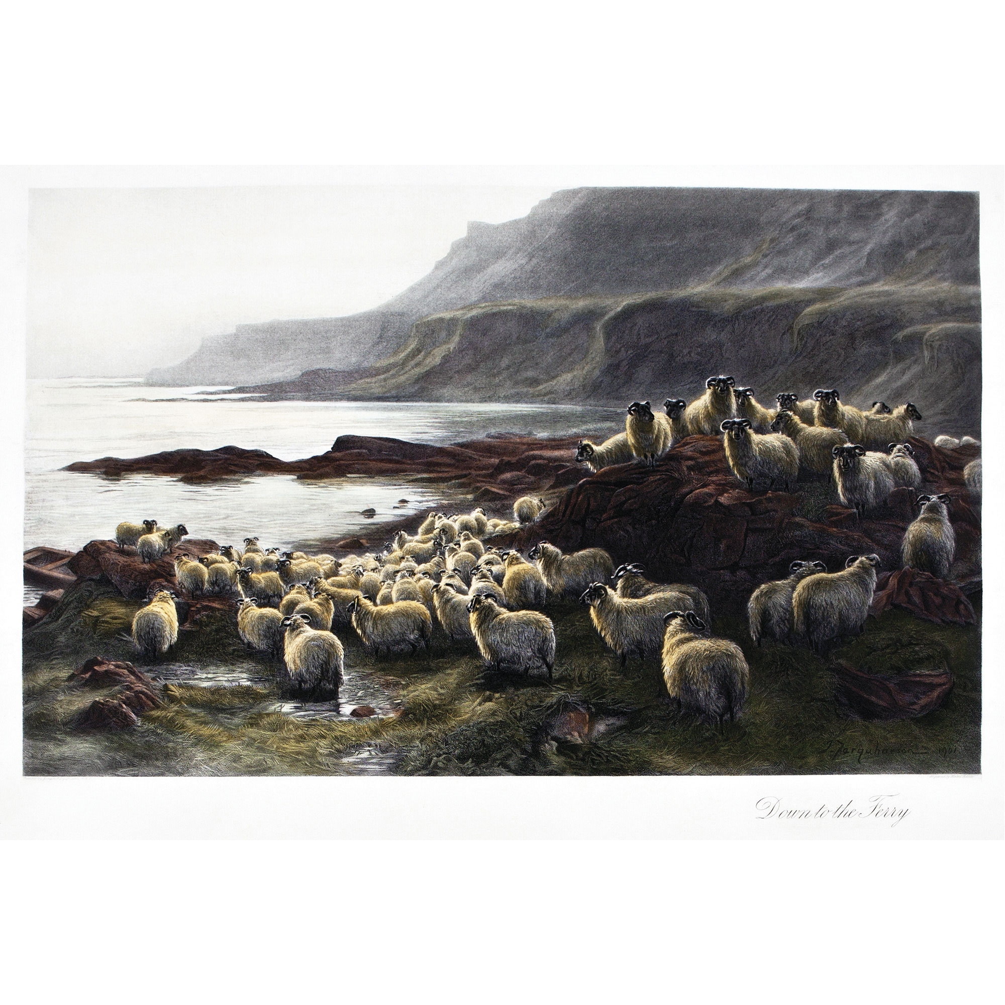 Artwork by Joseph Farquharson, Down to the Ferry, Made of engraving