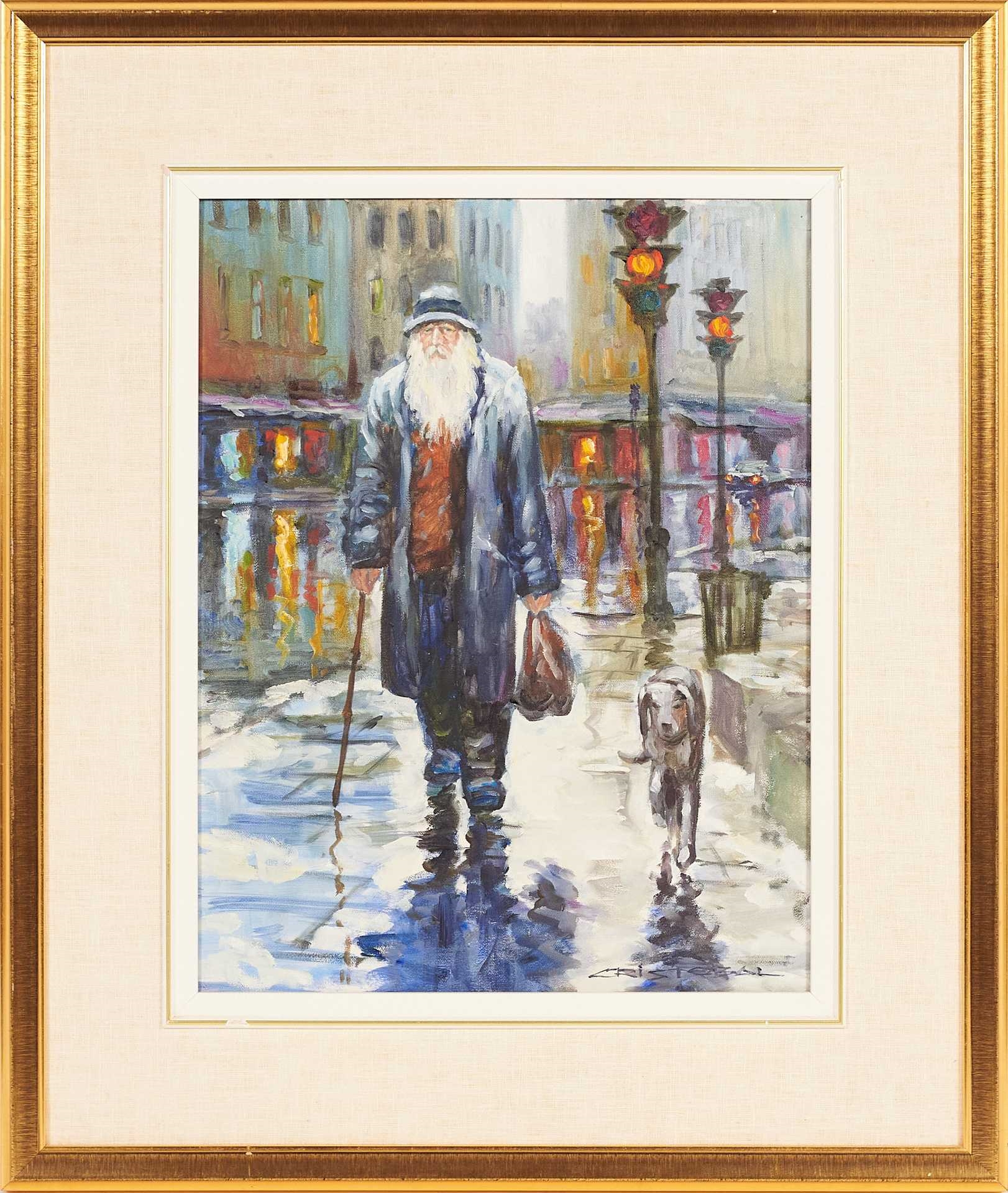 Artwork by Juan Cristobal Pinochet, Man and dog, Made of Oil on canvas