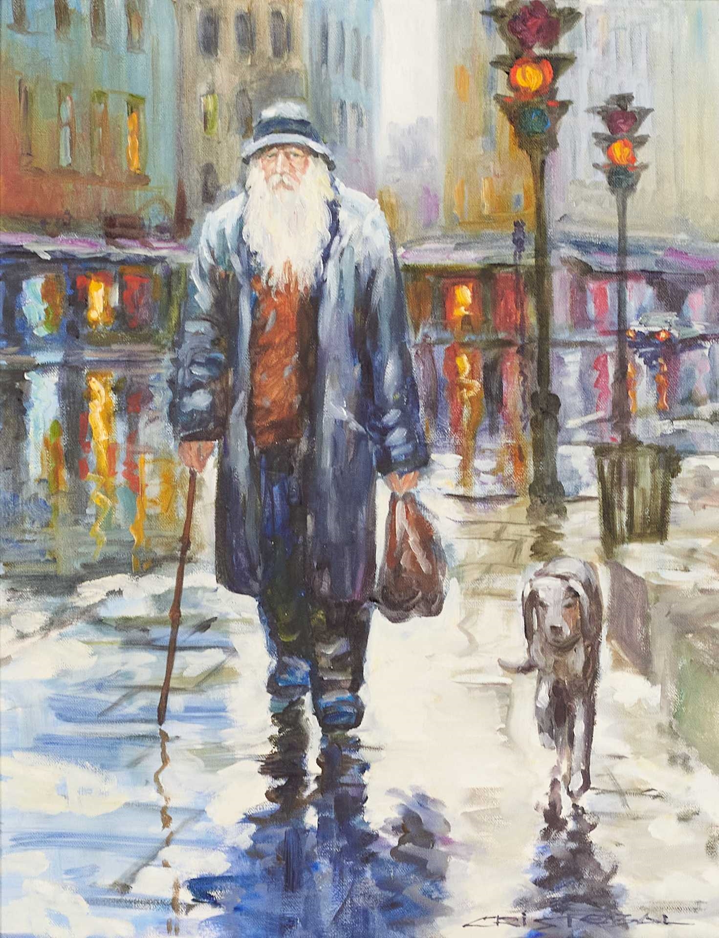Artwork by Juan Cristobal Pinochet, Man and dog, Made of Oil on canvas