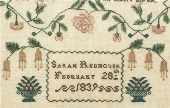 Sarah Redhouse | A Framed Needlework Sampler (1839) | MutualArt