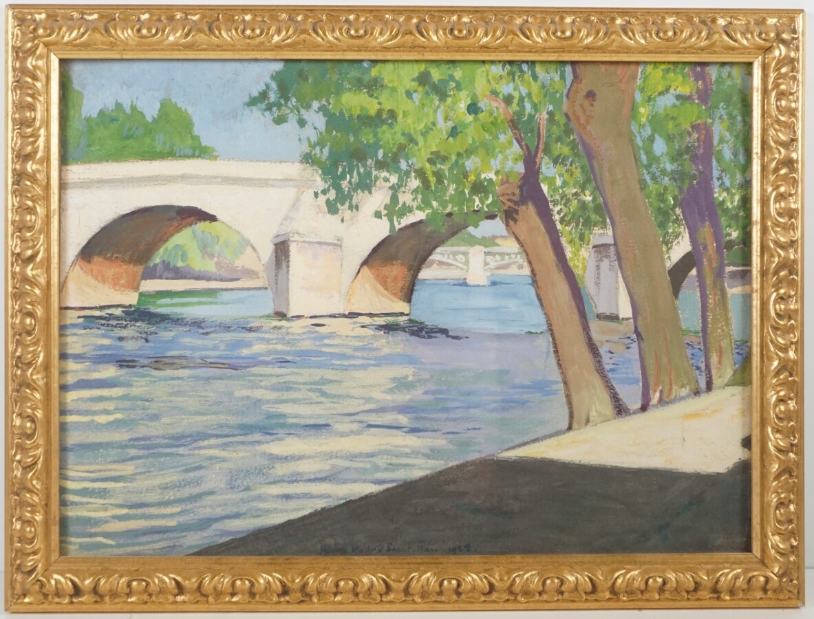 Artwork by André Meaux Saint-Marc, Bord de seine, Made of Gouache on paper
