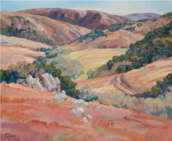 Rocky landscape with rolling hills and trees by Tom Talbot