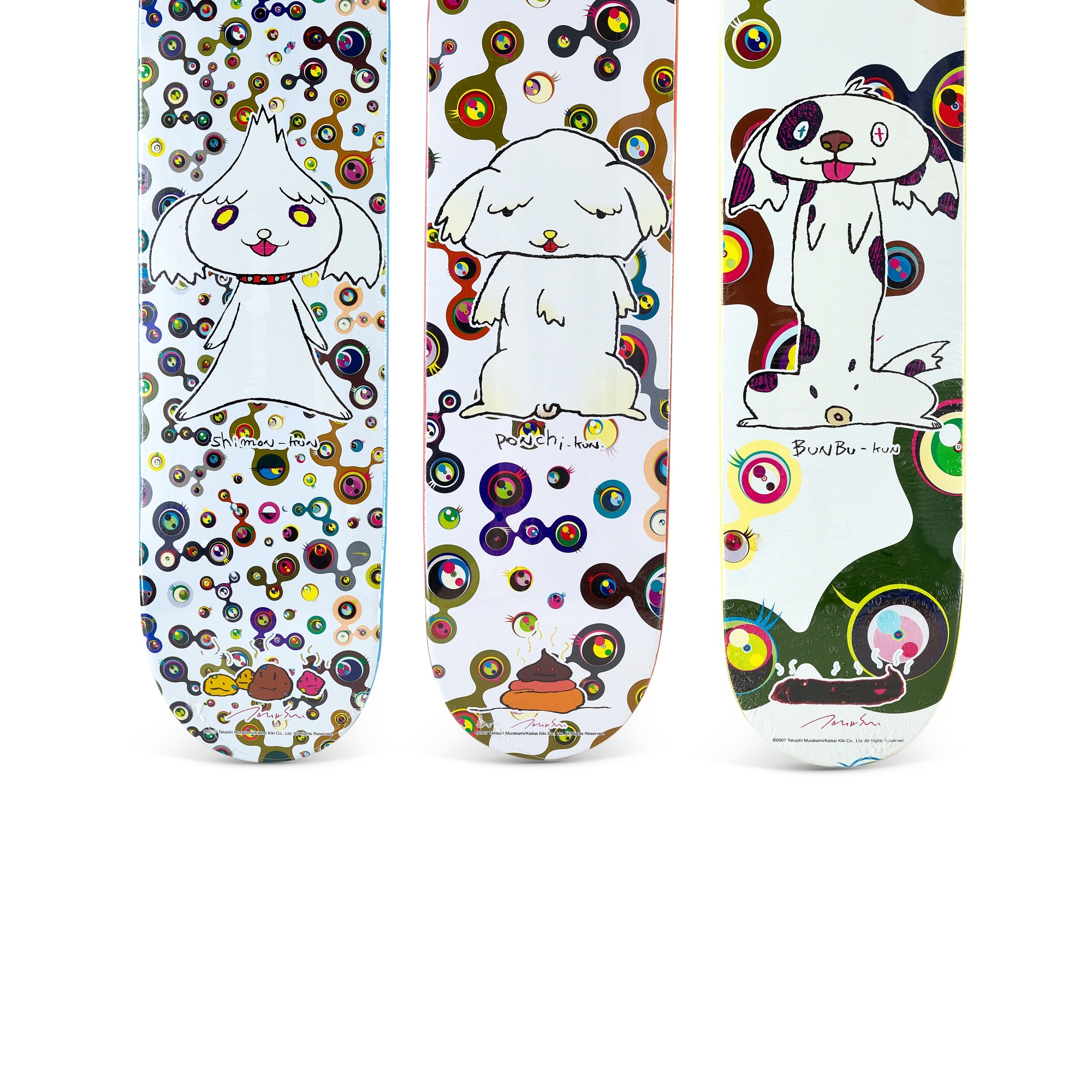Takashi Murakami, Supreme, Takashi Murakami Supreme skateboard decks 2007  (set of 3 works) (2007), Available for Sale