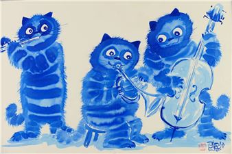 Le trio de chats - Laszlo Tibay