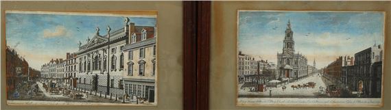 2 rare London views of Somerset House and Ironmongers' Hall by Robert Sayer, published 1753