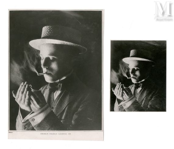 Charlie Chaplin | Portrait au canotier et à la cigarette (1913)