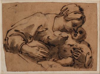 Une mère avec son enfant - Bolognese School