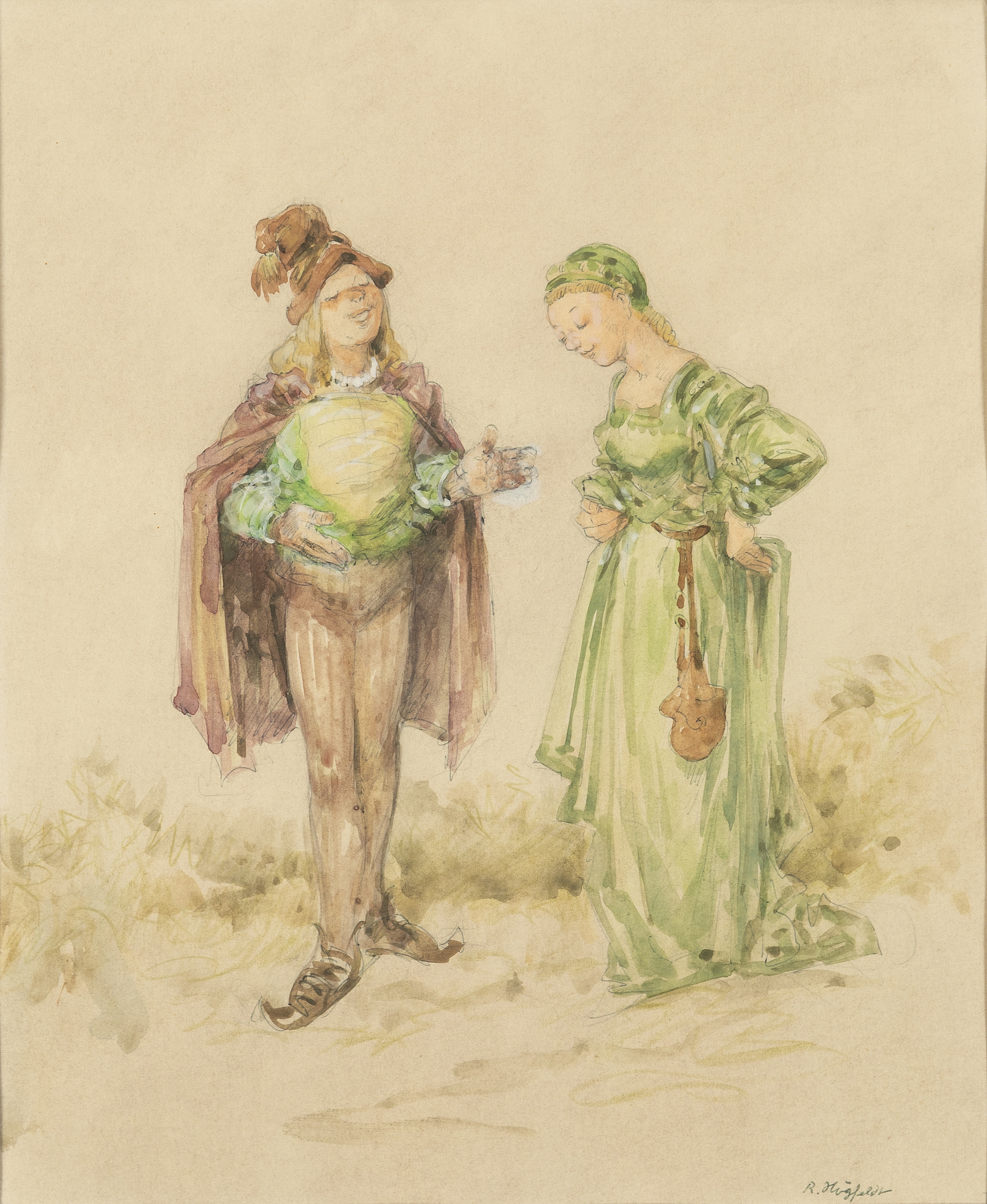 Artwork by Robert Högfeldt, Courting couple, Made of Watercolour