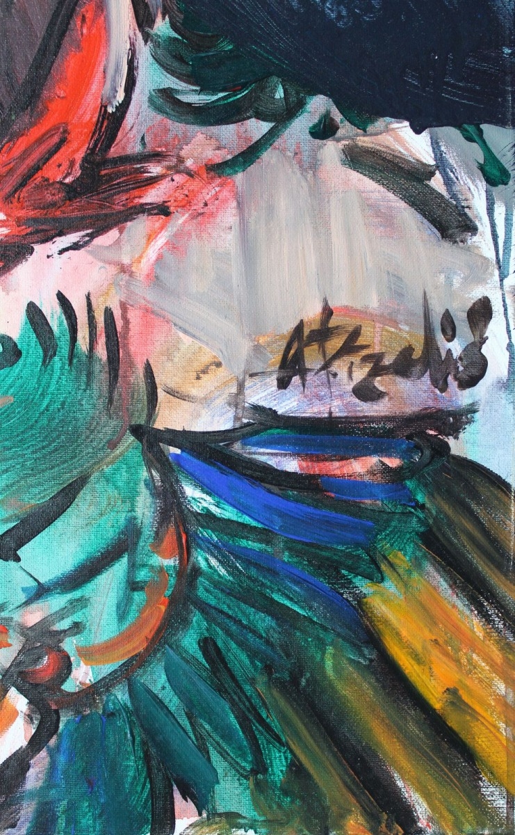 Artwork by Aivis Pīzelis, With a cat, Made of Canvas, acrylic