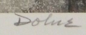 Leon Dolice signature on etching, 1932; 1951.