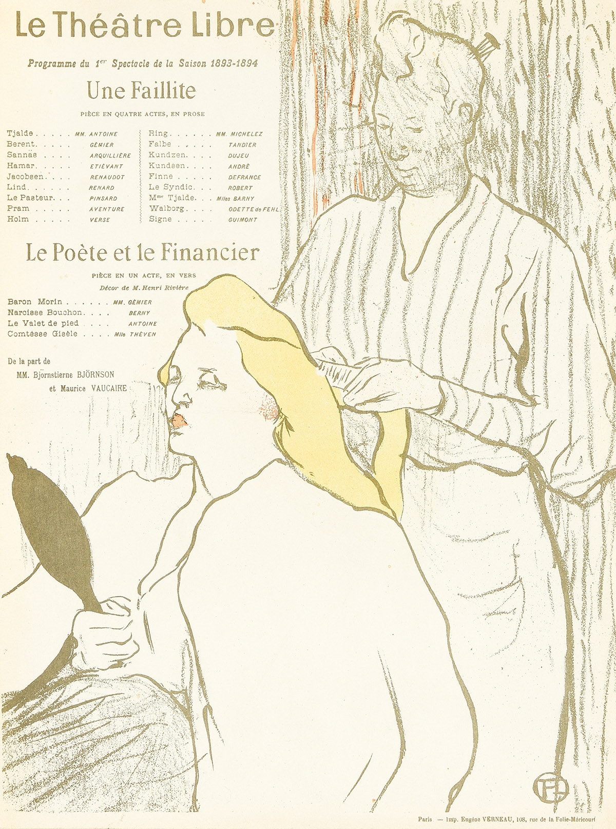 LE THÉÂTRE LIBRE. by Henri de Toulouse-Lautrec, 1893
