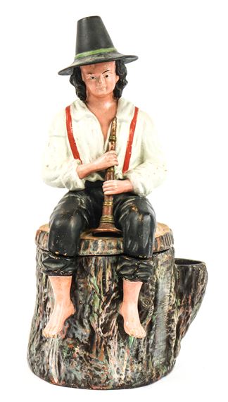 bernard bloch tobacco jar Bernard Bloch | Tobacco jar, featuring a man with his flute