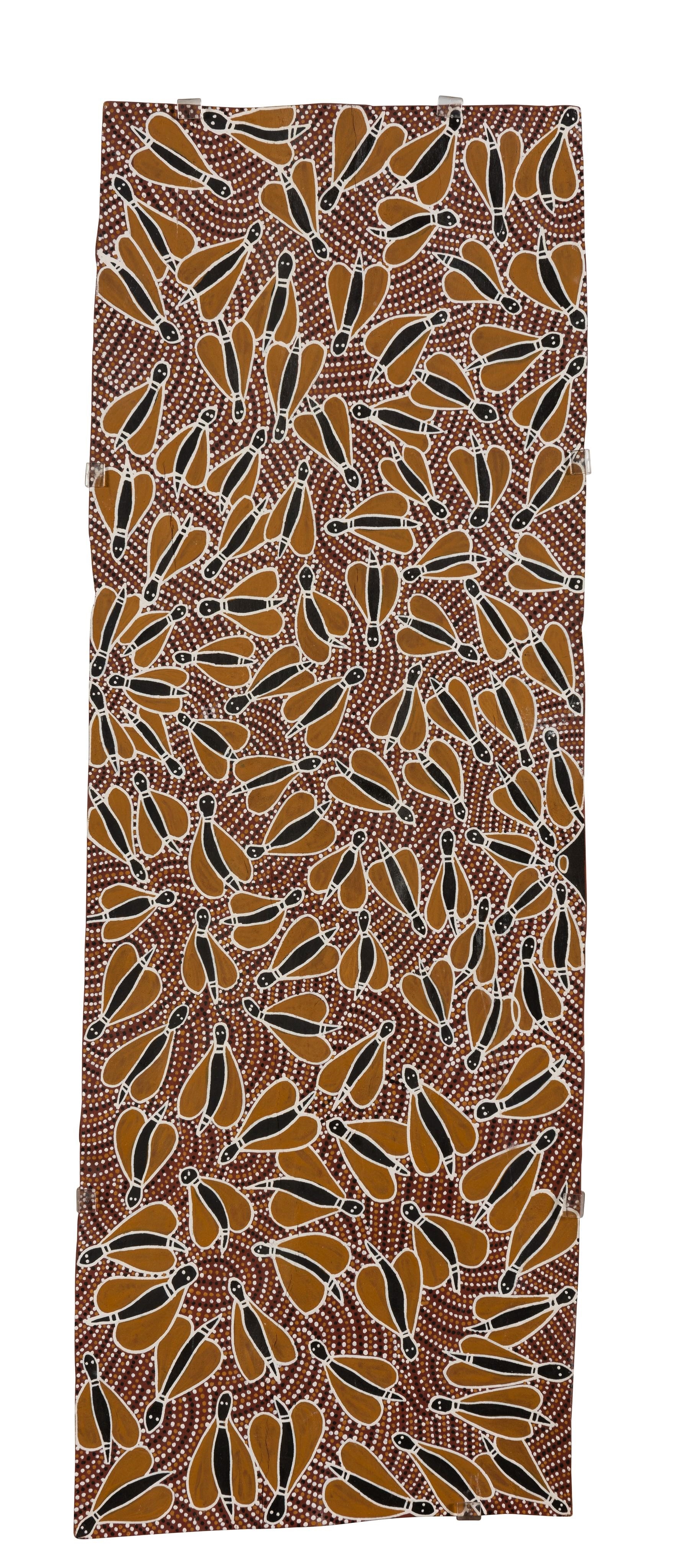Artwork by Ralwurrandji Wanambi, Guku Nuwayak, Made of bark