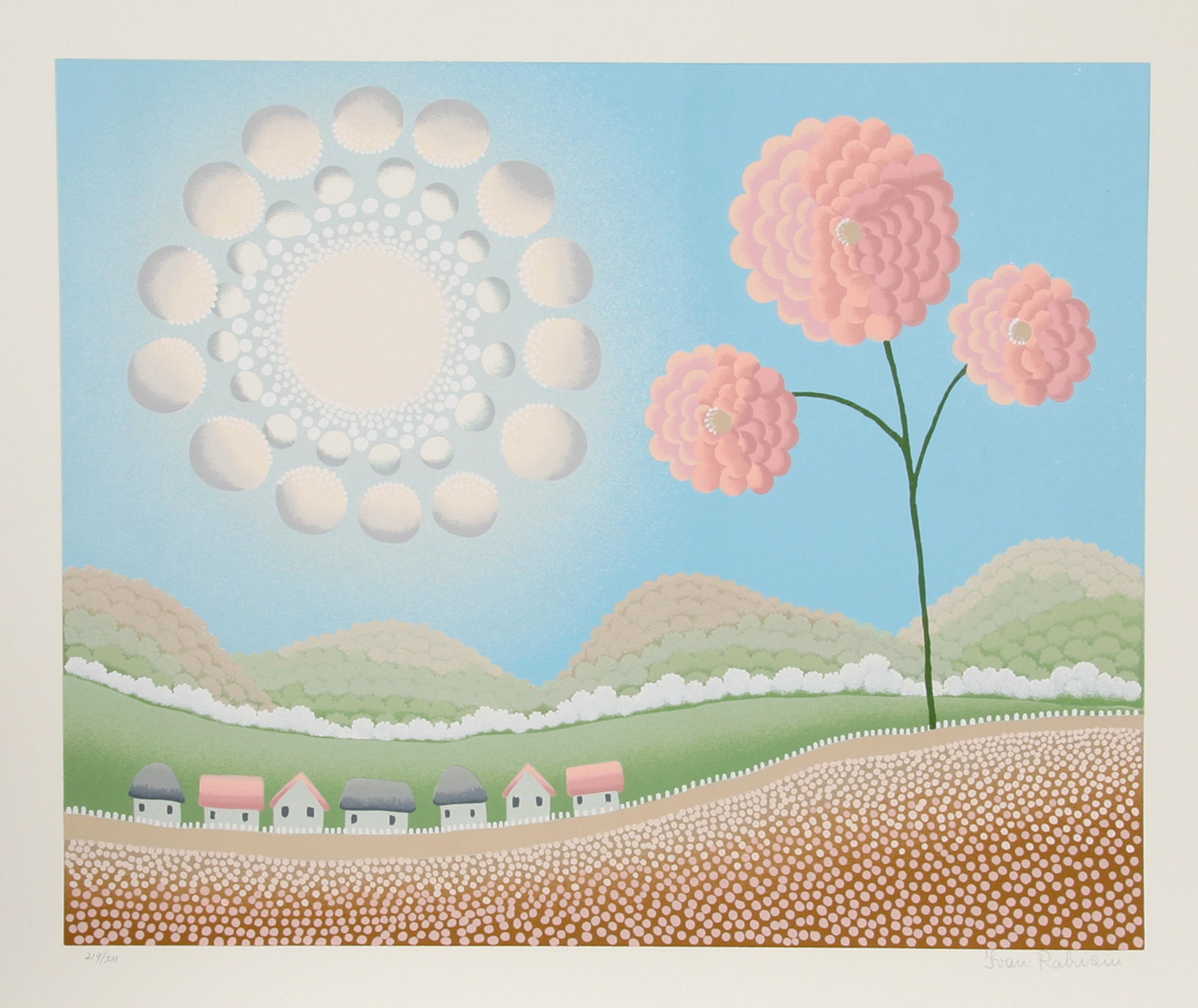 Ivan Rabuzin | Tall Pink Flower and Sun (Circa 1985) | MutualArt