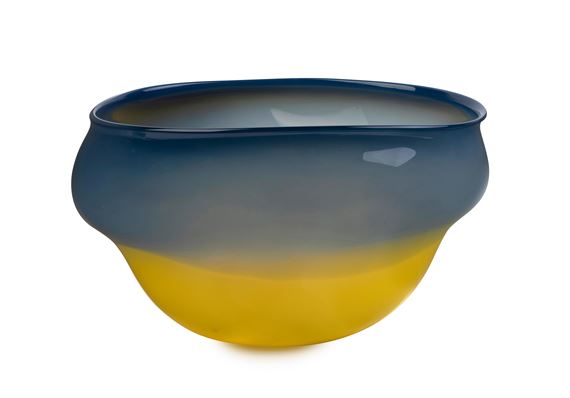 A large studio glass bowl