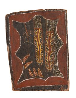 TWO GROOTE EYLANDT BARK PAINTINGS - Kneepad Jabarrgwa