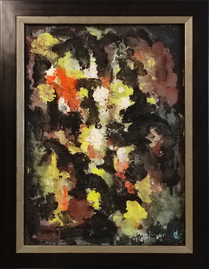 Artwork by Hans Breinlinger, Farbkomposition, Made of oil painting on cardboard