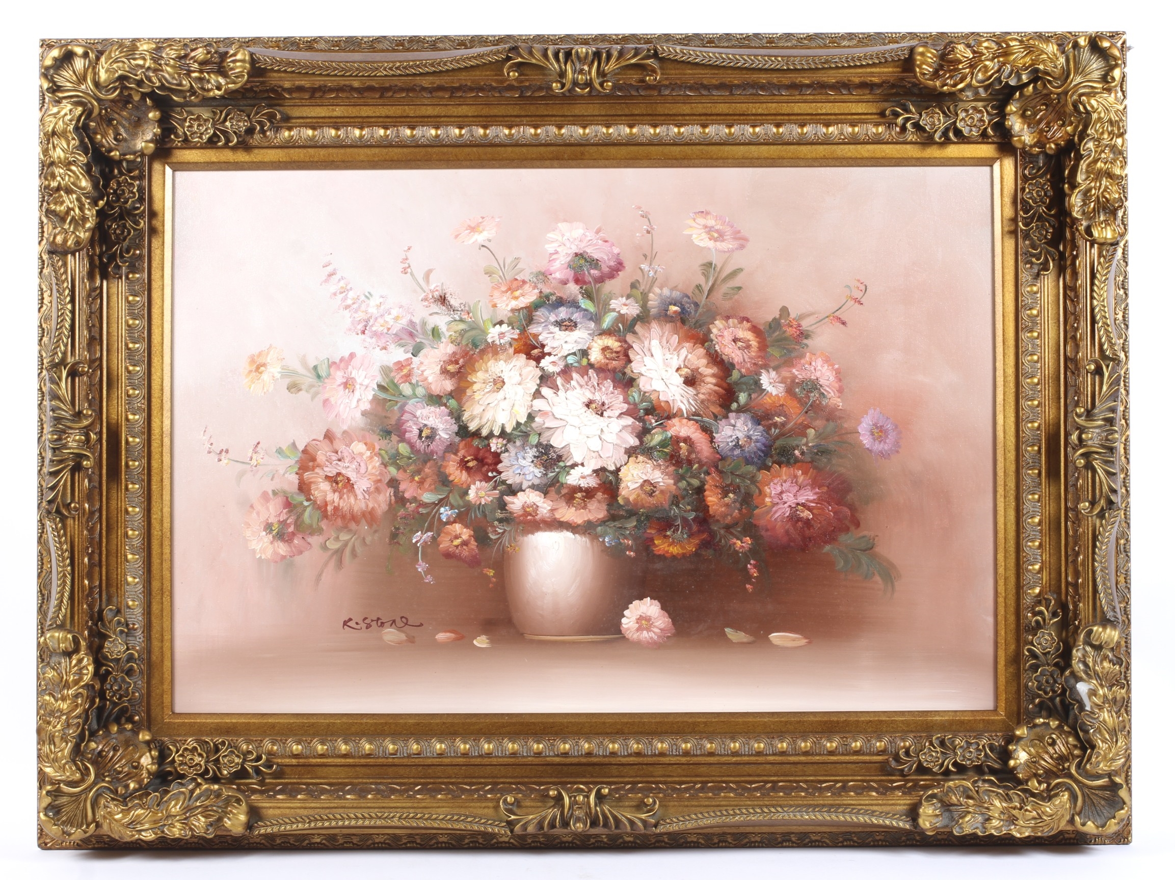 R. Stone | still life of flowers in a vase | MutualArt