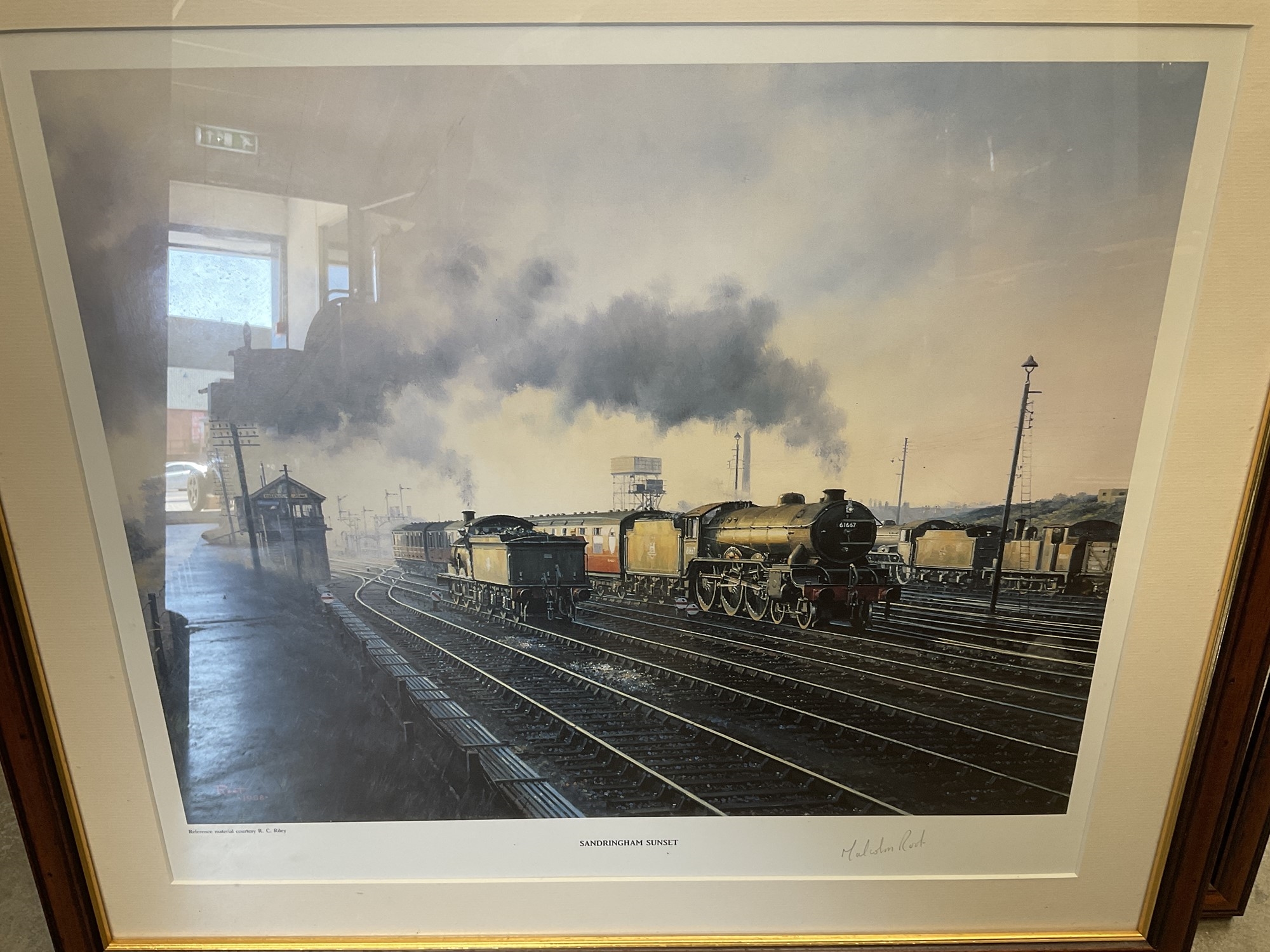 Malcolm Root Set of three Malcolm Root signed prints of steam trains