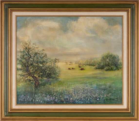 Bluebonnet Landscape with cattle - Mary Black