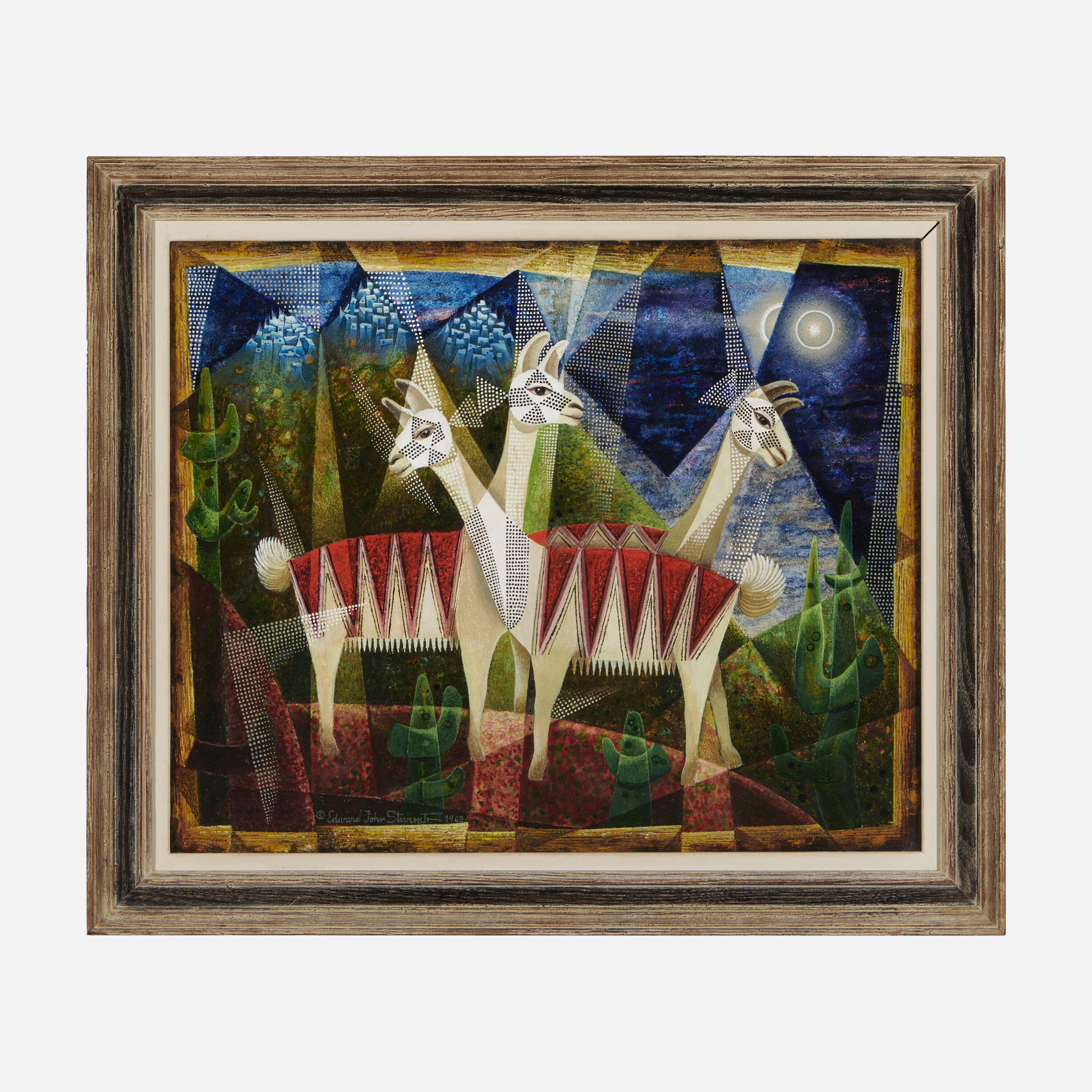 Artwork by Edward John Stevens Jr., Llamas, Made of gouache on paper