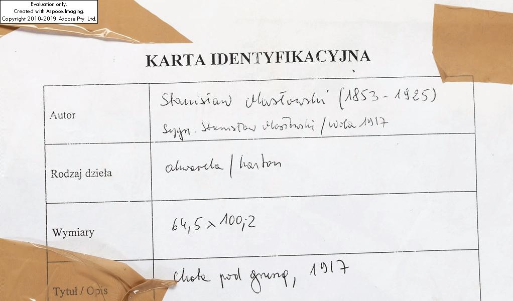 Artwork by Stanisław Masłowski, Landscape from Wola Rafałowska ("Cottage under the pear tree"), Made of watercolour / cardboard