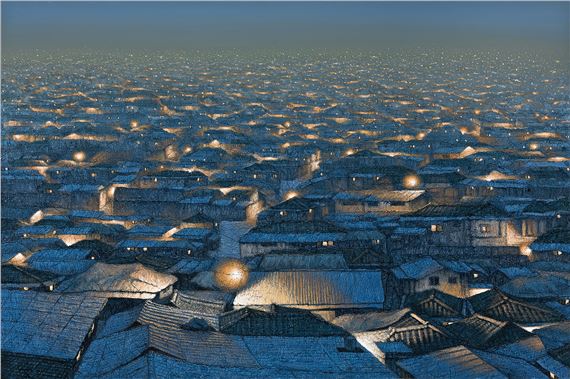 City-Disappearing Landscape (Blue) 410 by Joung Young-Ju, 2018