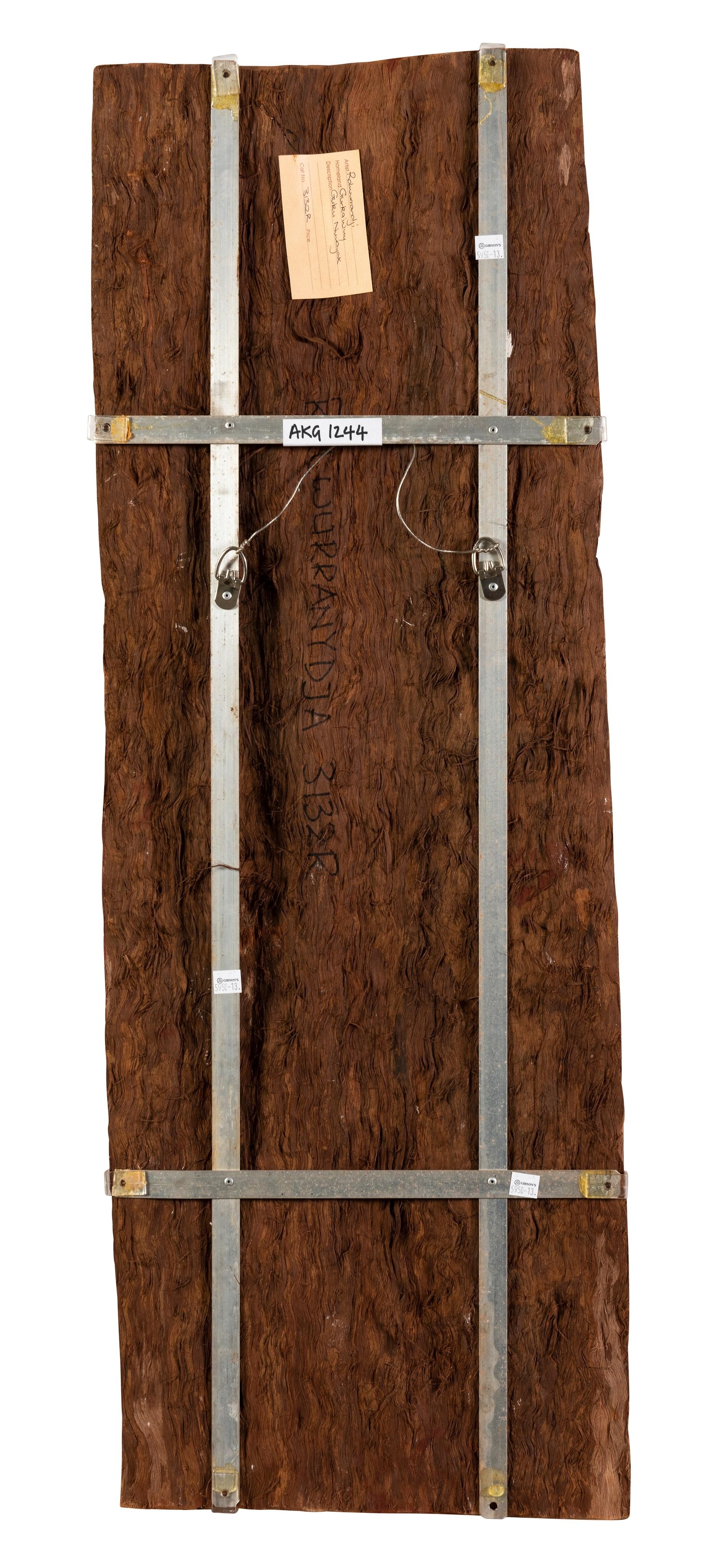 Artwork by Ralwurrandji Wanambi, Guku Nuwayak, Made of bark