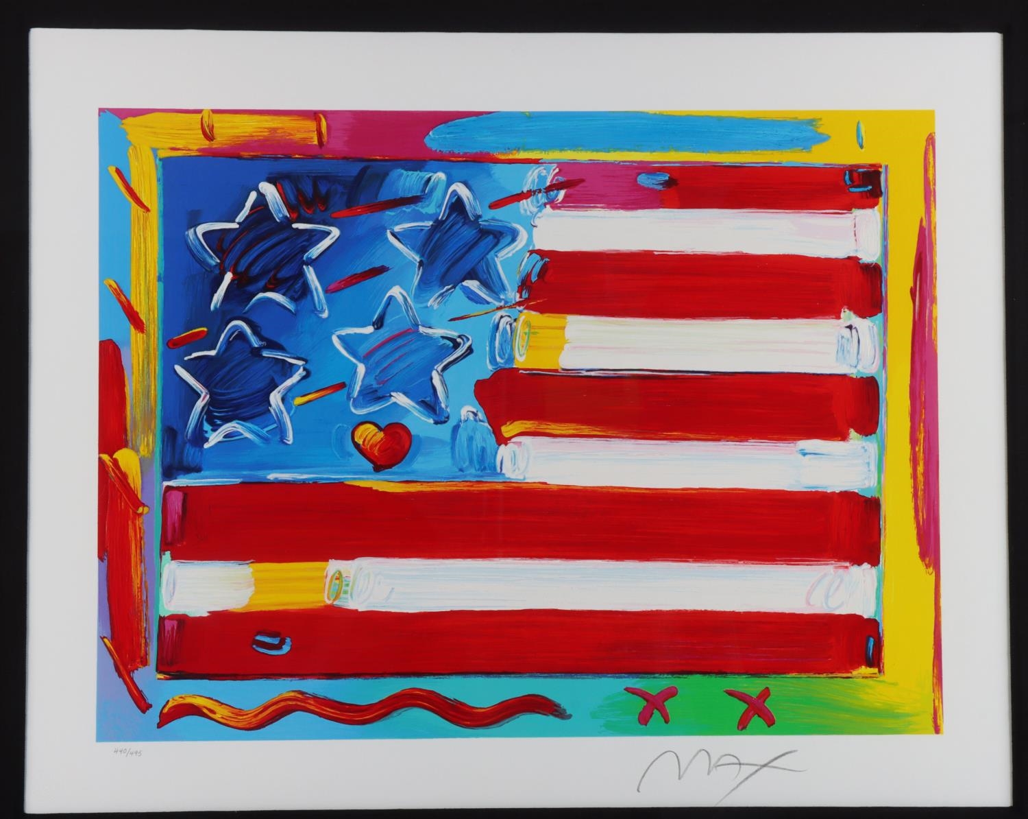 Peter Max | PETER MAX SIGNED MIXED MEDIA AMERICAN FLAG | MutualArt