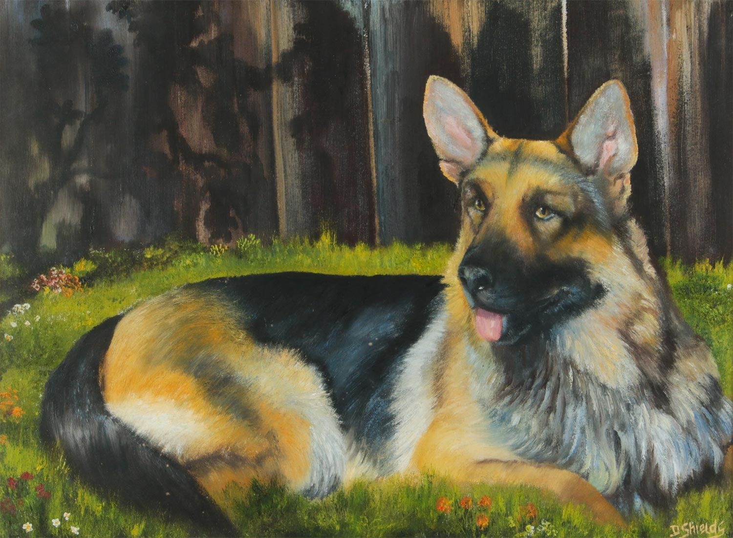 Artwork by David Sheilds, 'STUDY OF A GERMAN SHEPHERD', Made of OIL ON CANVAS