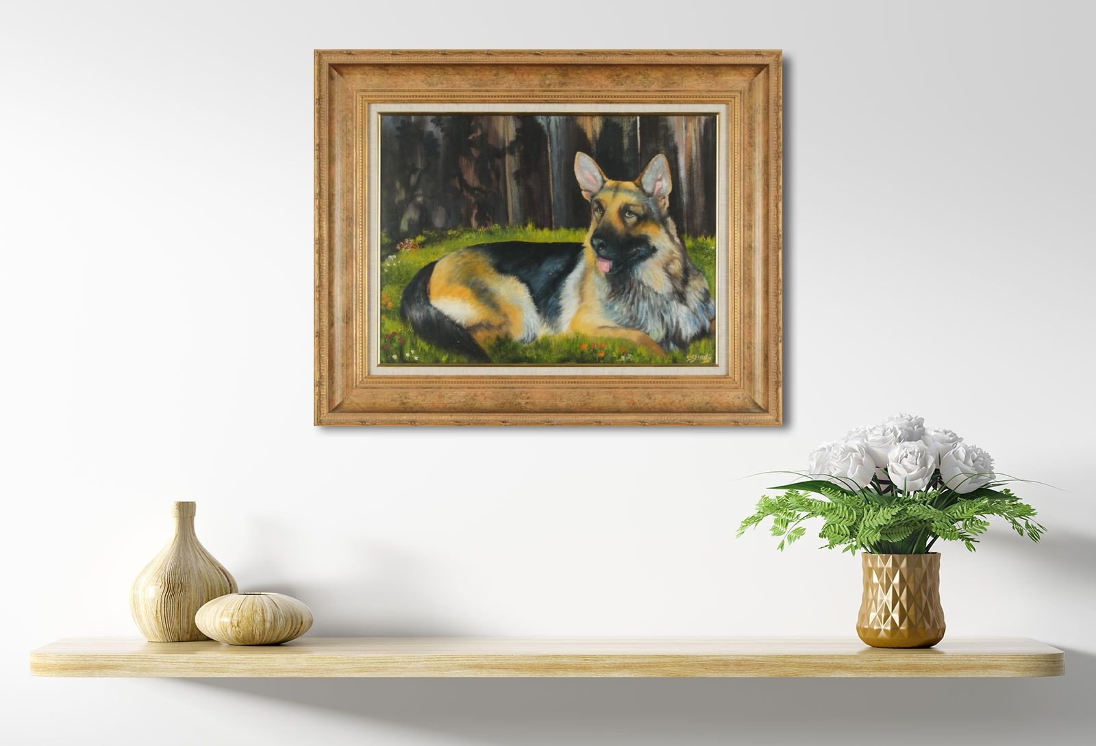 Artwork by David Sheilds, 'STUDY OF A GERMAN SHEPHERD', Made of OIL ON CANVAS