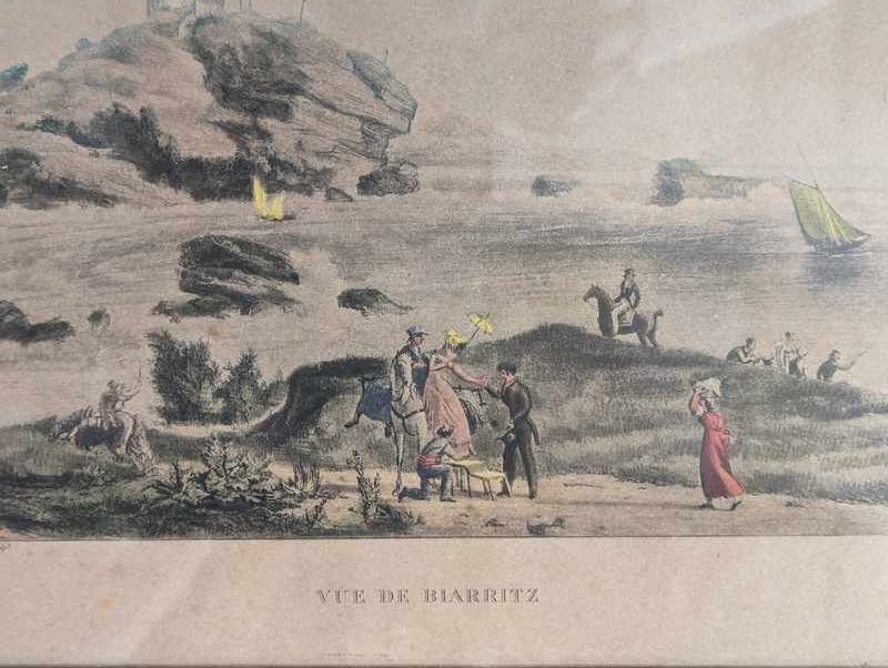Artwork by Ambroise-Louis Garneray, Vue de Biarritz, Made of color engraving