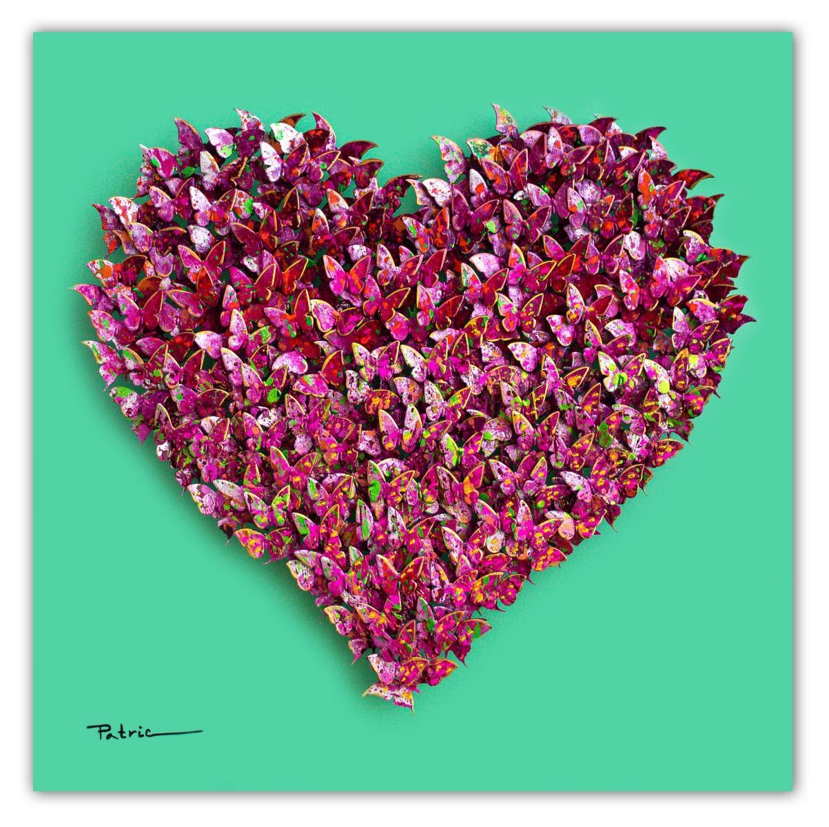 Artwork by Patricia Govezensky, Heart, Made of Original 3D Metal Art on Wood