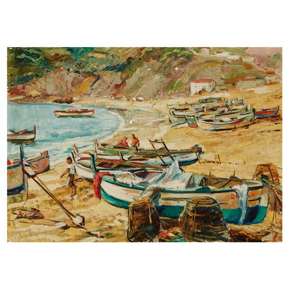 Pescadores en la playa by Pere Clapera Argelaguer