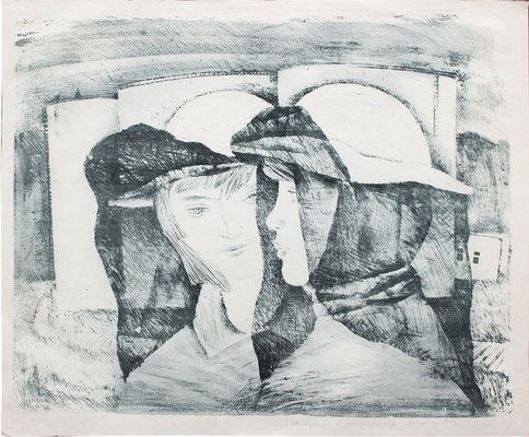 Girls in mosquito nets by Konstantin Borisovich Nazarov, 1973