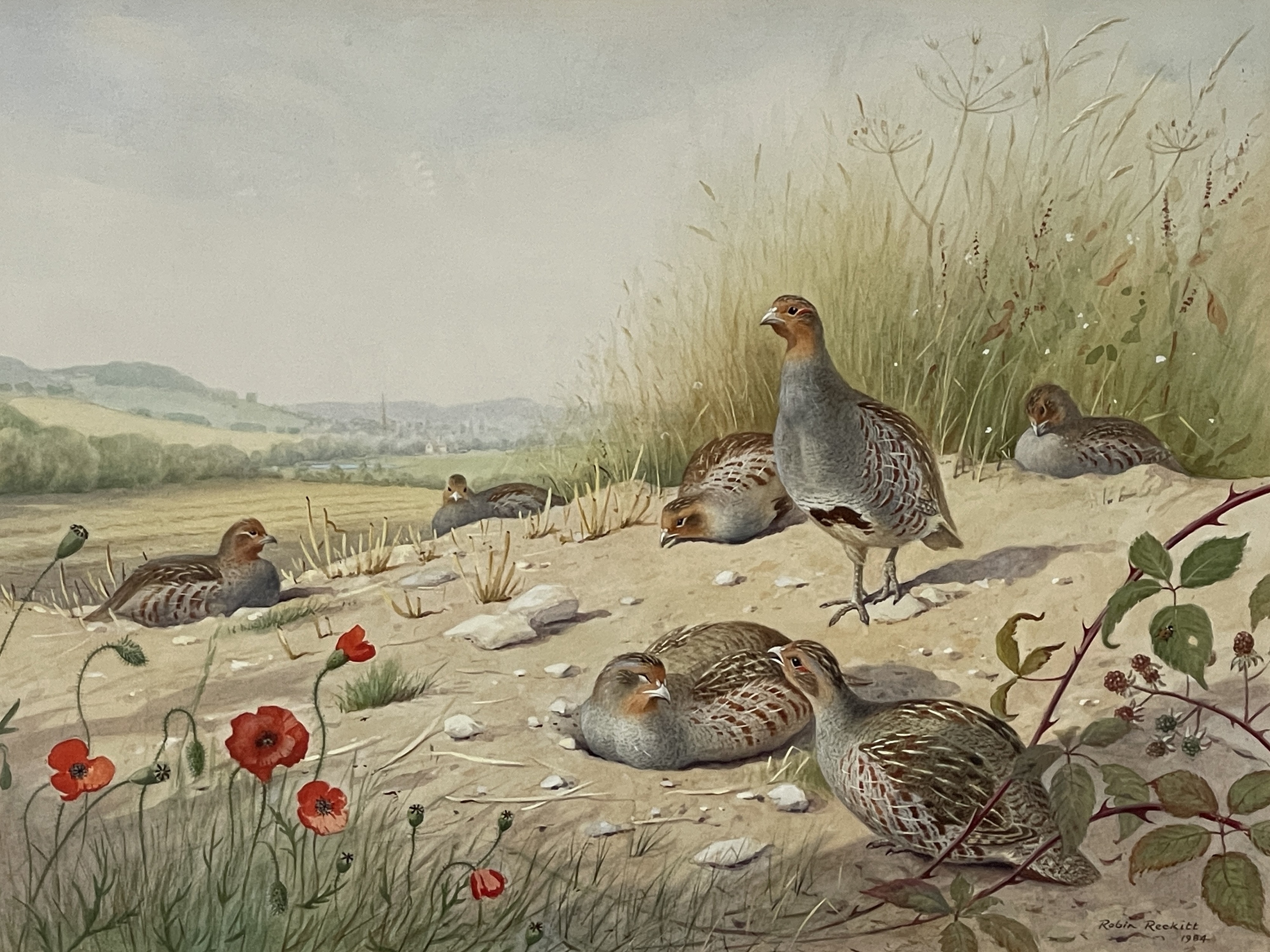 Robin Reckit | meadow landscape with grouse | MutualArt