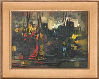 Trees and Buildings in a Dark Landscape - Tano DeSimone
