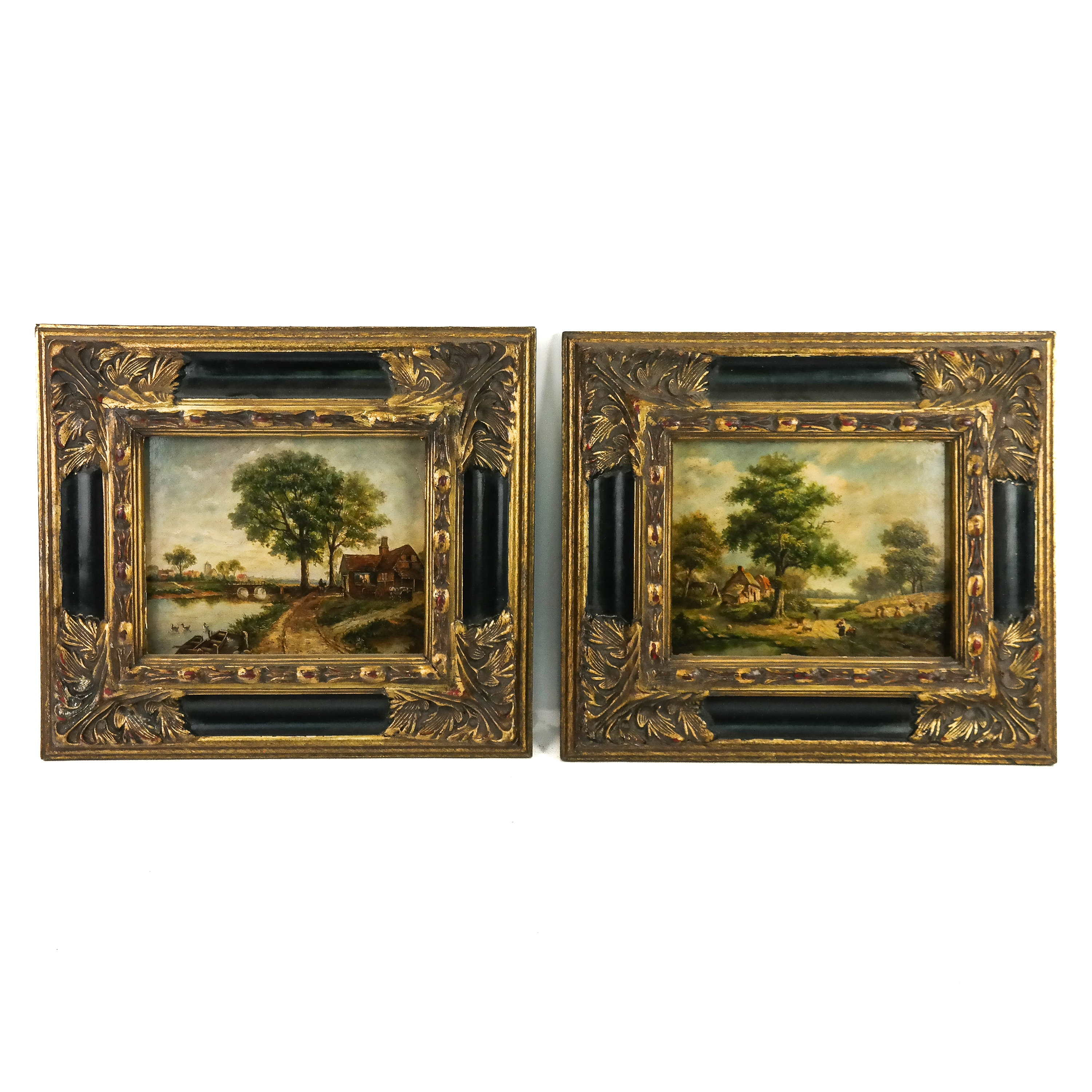 Artwork by G. Rose, European pastoral and village scenes, Made of oil on wood panel