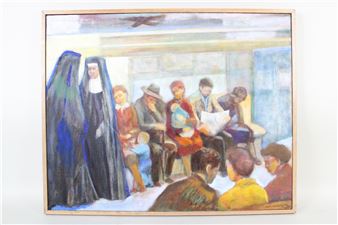 Painting of New York Subway Riders - Haim Mendelsohn