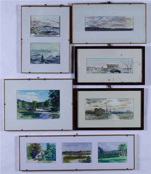 Lotto di nove acquerelli