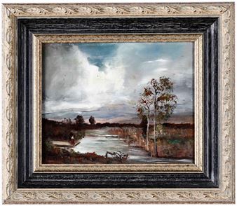 Paesaggio lacustre con figure - T. Forti