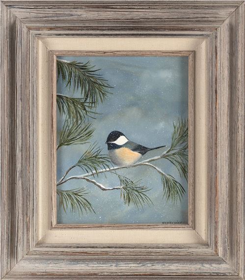 Bird on a winter branch. by Marieluise Hutchinson