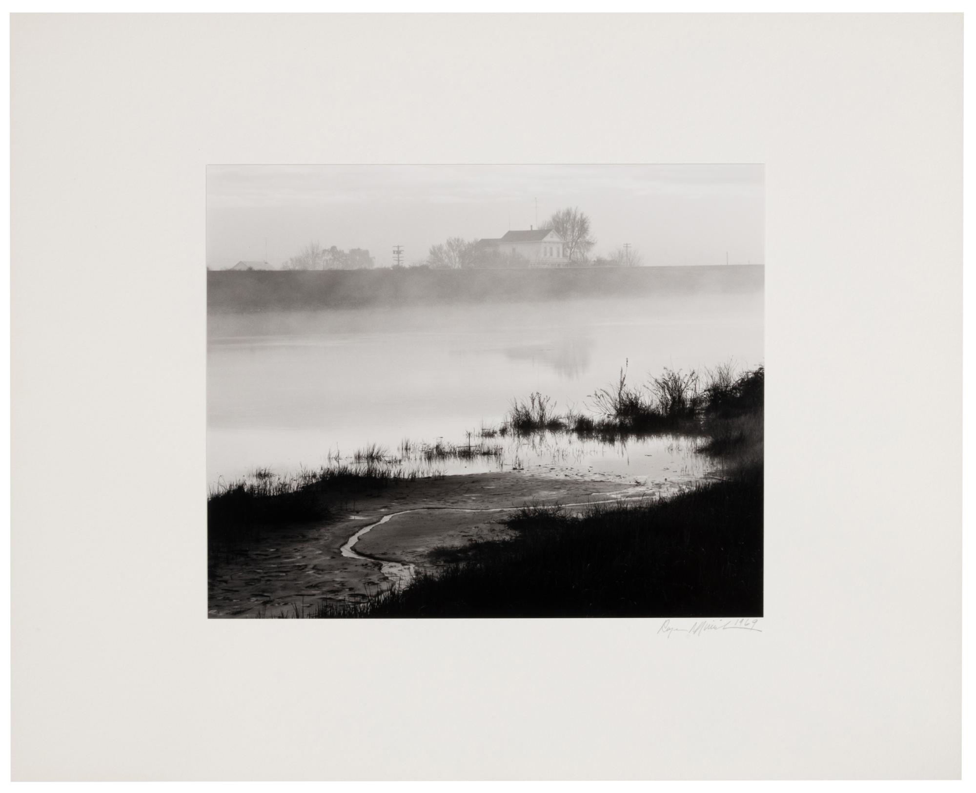 Artwork by Roger Minick, Ranch House and Tule Fog, 1969, Made of Gelatin silver print mounted on board