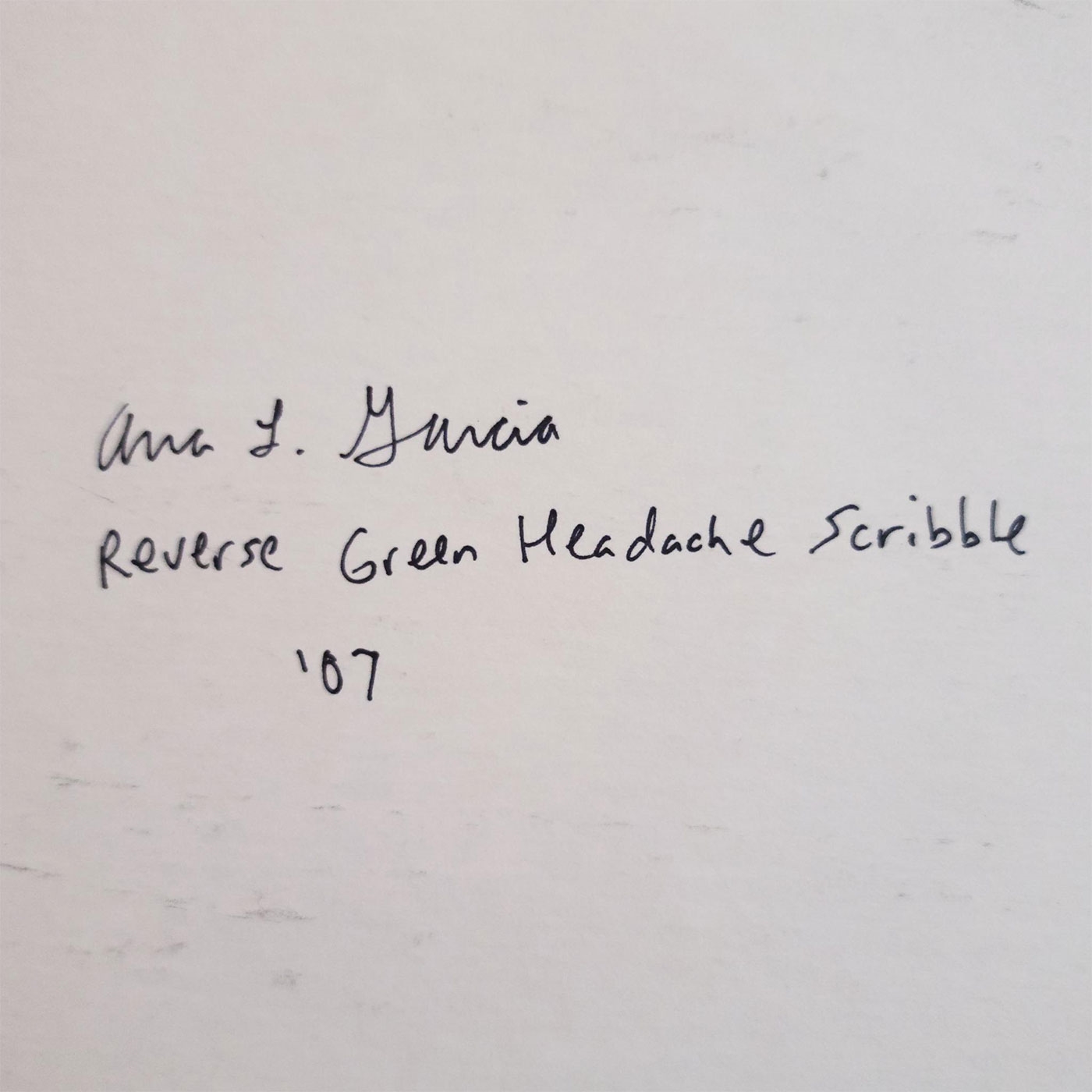Artwork by Ana Garcia, Reverse Green Headache Scribble, Made of Green and black ink