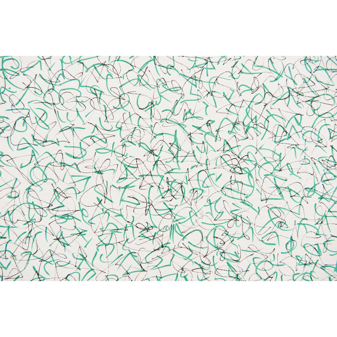 Artwork by Ana Garcia, Reverse Green Headache Scribble, Made of Green and black ink